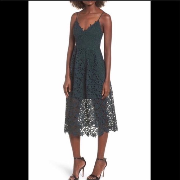 Astr The Label Lace Midi Dress, Green - Picture 3 of 6